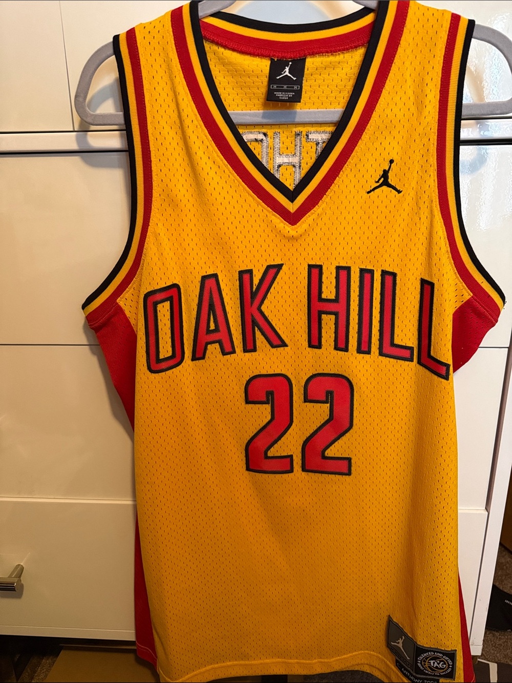 Jordan Oak Hill #22 Yellow Red Basketball Jersey